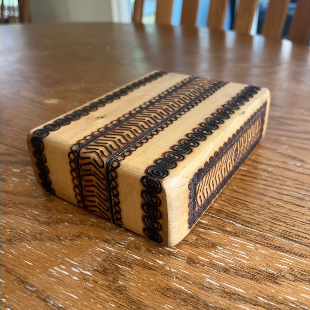 Wooden Trinket Box with Intricate Design hand carved from Poland